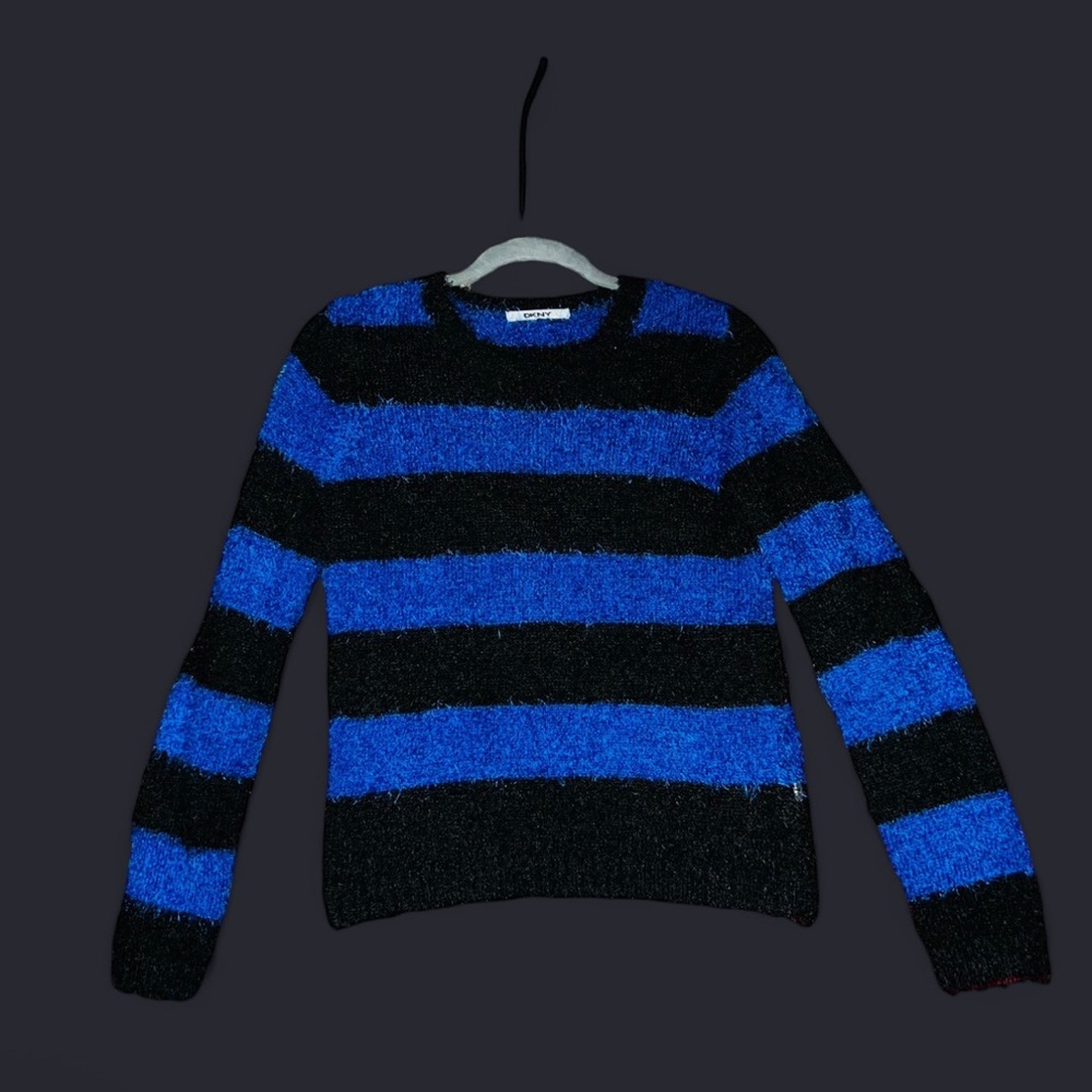 DKNY Black and Blue Striped Sweater